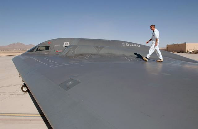 A US Air Force (USAF) B-2 Spirit bomber aircraft